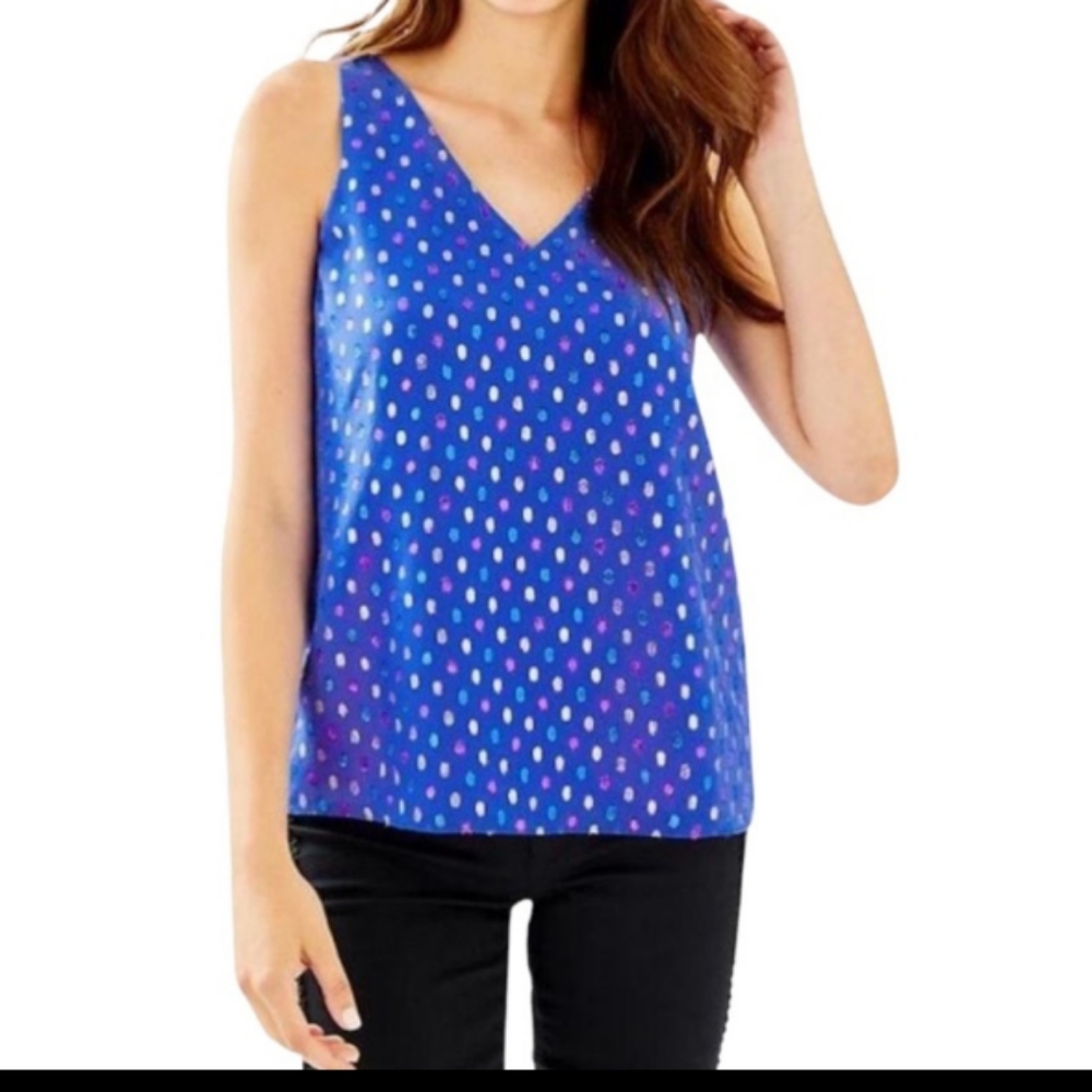 Lilly Pulitzer Florin Silk sleeveless V-neck women's Top